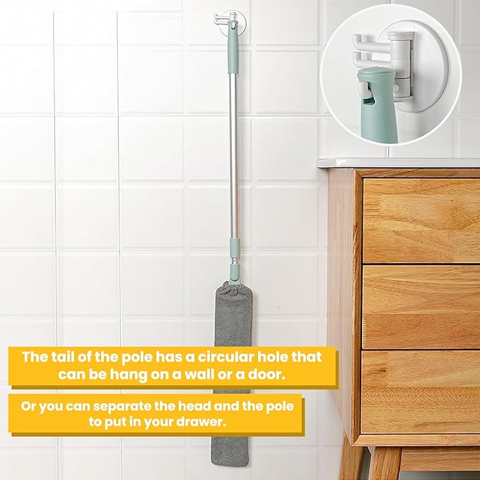 2025 Upgraded Retractable Gap Dust Cleaning Artifact |Extendable Duster for Hard-to-Reach Areas |Reusable Washable Dusting Wand for Home,Ceiling,Blinds,Under Furniture (Light Blue, 2 PCS)