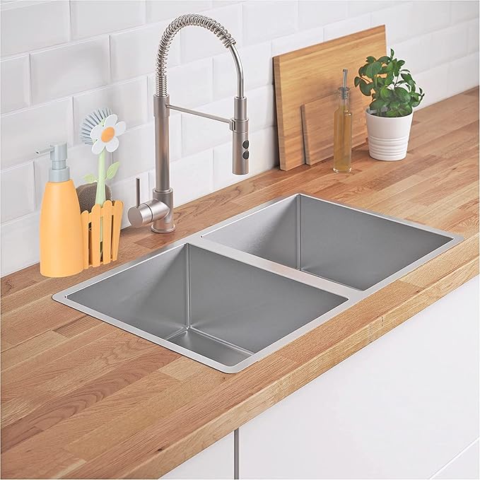Vigar Florganic Kitchen Sink Caddy Set with Dish Soap Dispenser - Sponge Holder, Decorative Flower Dish Brush & Sponge, Kitchen Sink Organizer, Brush Holder and Soap Caddy for Countertop - Orange