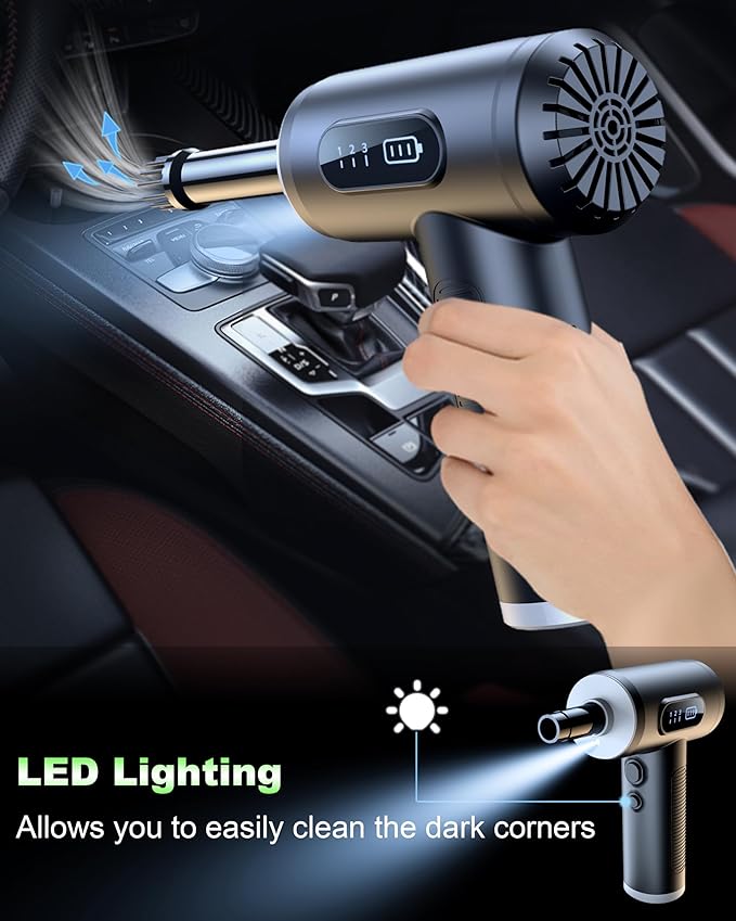LIHAN Compressed Air Duster,Dust Cleaner for Car,Computer,Keyboard,Camera,Desk,Laptop,Mini Electric Blower for Yoga Ball,Balloon,Air Bed.
