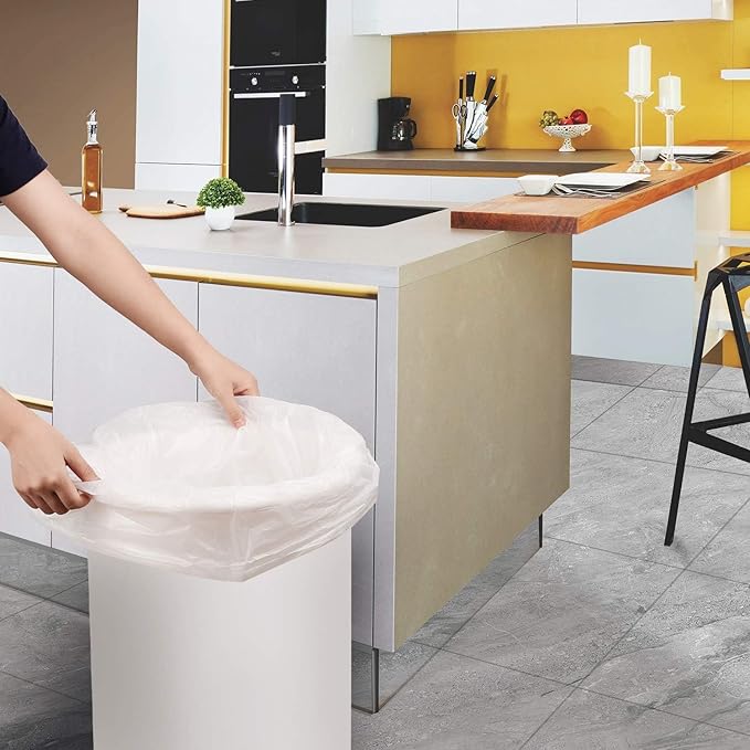 13 Gallon Garbage-Bags Tall Kitchen Compostable-Trash-Bag - White Biodegradable Unscented 60 Count Large Recycling Compactor Big Outdoor Liners Waste Basket Acqkunlo