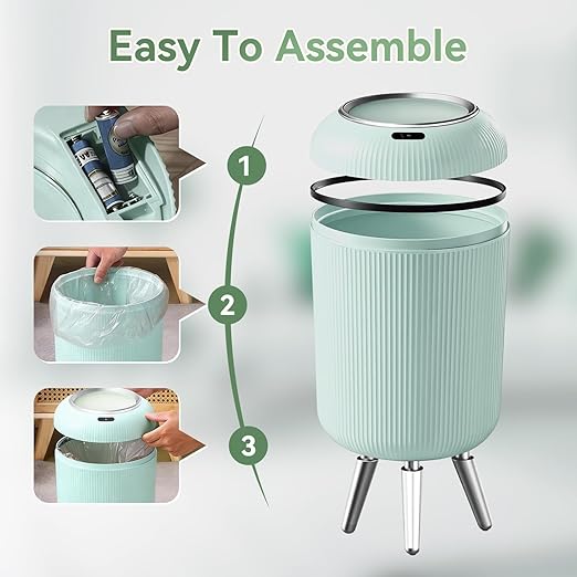 Procade Motion Sensor Trash Can with Lid,3 Gallon/11L Small Bathroom Garbage can,Blue Wastebasket Touchless Trashcan with Removable Leg,Automatic Trash Bin for Bedroom,Toilet, Office, rv, Living Room