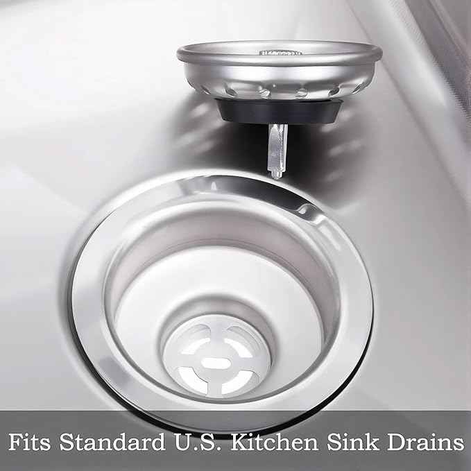 Kingrol 4 Pack Kitchen Sink Strainer Baskets with Removable Rubber Stoppers, Stainless Steel Replacement for Select 3.5" Basket Strainer Drains, Easy Clean, Rust Resistant