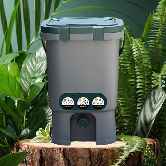 Indoor Compost Bins Compost Bin, 4 Gallon Kitchen Compost Bin, Indoor Countertop Composter Bin with Lid, 100% Non-Smell Compost Bucket , with 1kg/2.2lbs Compost Starter Accelerator Composter Machine