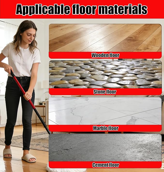 8Pcs Spin Mop Replacement Heads,Mop Replace Head Compatible with Ocedar Easywring 1-Tank System,Machine Washable & Easy to Replace.Including 6 Spin mop Replacement Heads, 1 Brush Head and 1 Base