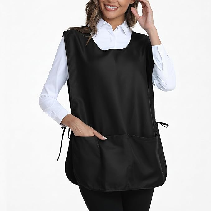 Xeoxarel Unisex Cobbler Apron with 3 Pockets, Smock Vest Apron, Suitable for Cooking,Kitchen,Garden,Hairstylist,Cleaning,Art