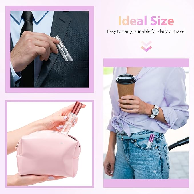 Yinder 25 Pcs 15ml Travel Spray Bottle Refillable Perfume Atomizer Bulk Glass Mini Cologne Perfume Bottles Empty Fine Mist Portable Small Sample Containers(Black, Red, Purple, Gold, Silver)