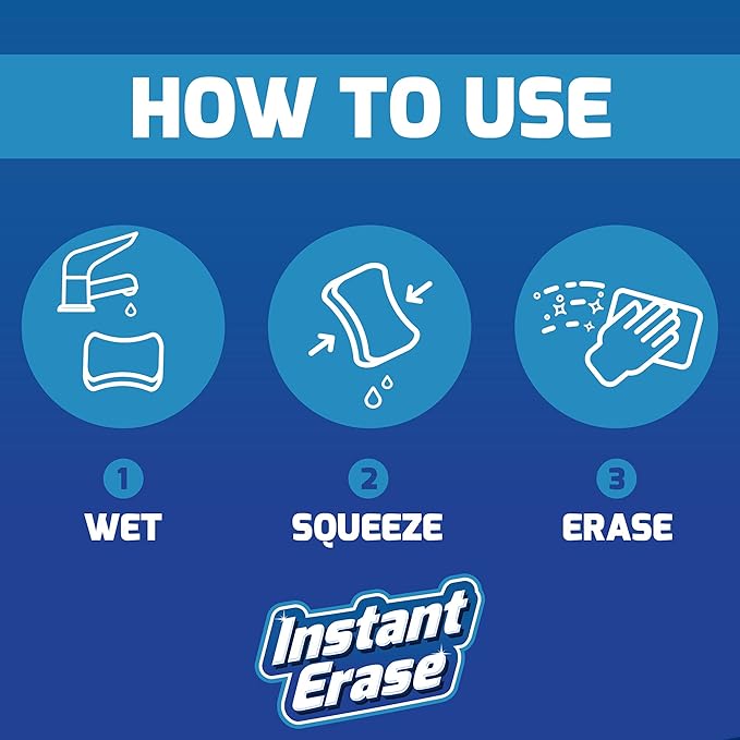 21 Pack Instant Erase XL Magic Cleaning Eraser Sponges - USA Converted and Packaged! Great for Bathtub, Floor Baseboard, and Walls. Multi-Surface Melamine Sponge Pads