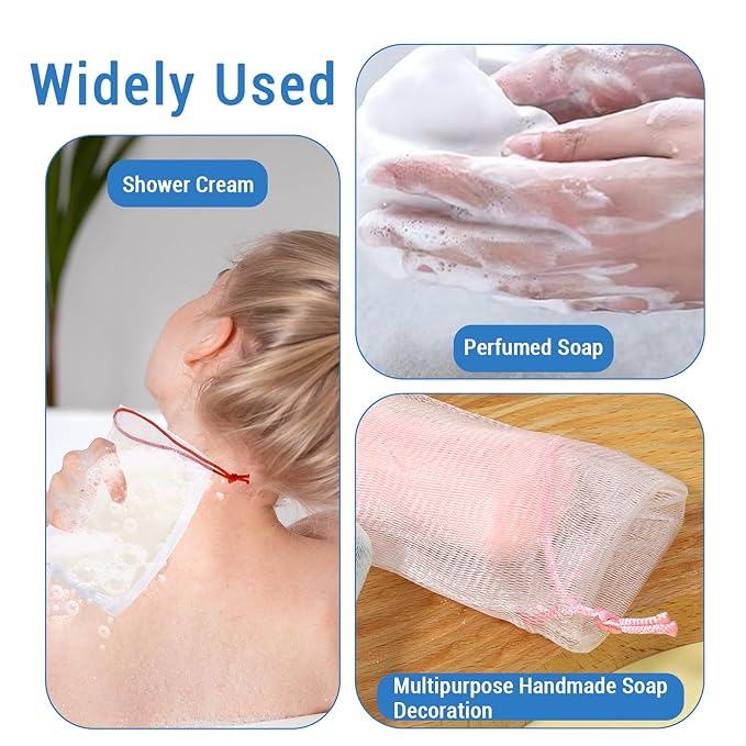 Mozeat Lens 20 PCS Exfoliating Mesh Soap Saver Pouch Bag Mesh Soap Bag Soap Handmade Soap Bubble Mesh Net Bags with Drawstring Mesh Foaming Net Soap Sack Bags for Bath & Shower, Colorful