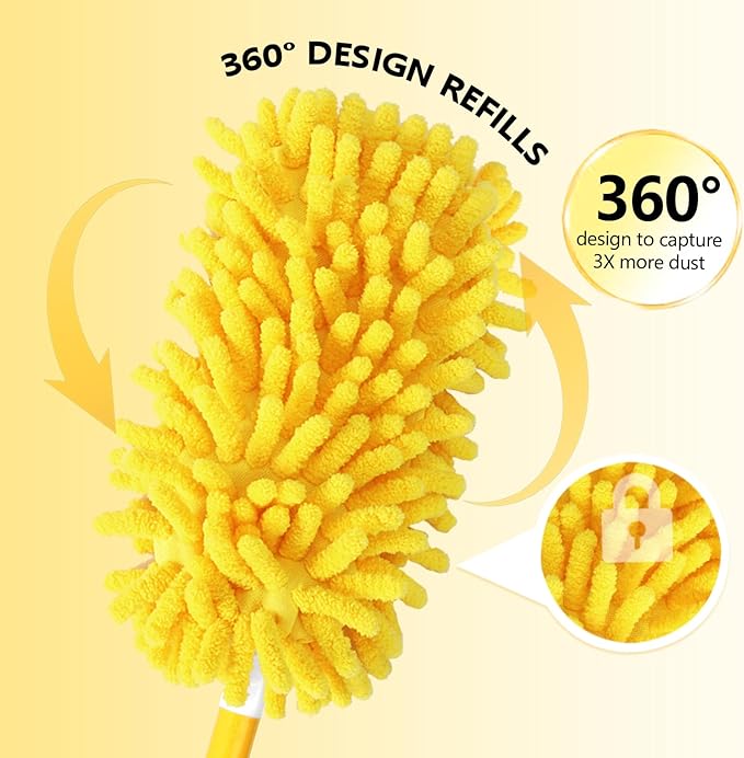8 Pack Reusable Duster Refill Compatible with Swiffer Hand Duster - 360 Heavy Duty Dusters Refills - Microfiber Ceiling Fan Duster for Swiffer Dusters Extended Handle (Handle is Not Included)