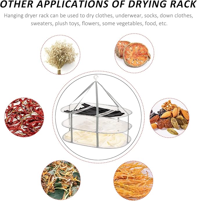 3-Tier Folding Mesh Clothes Hanging Dryer, Sweater Drying Rack, Large Laundry Drying Rack, Lay fold Flat Dry Hanger, Mesh Clothes Hanging Dryer - XL(3Tier)