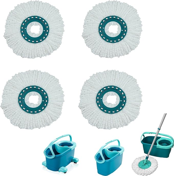 4 Pack Spin Mop Heads Replacement Compatible with Leifheit Clean Twist,Microfiber Head Mops for Leifheit Clean Twist Mop Systems,Dry Wet Clean All Hard-surfaced Floors Machine Washable