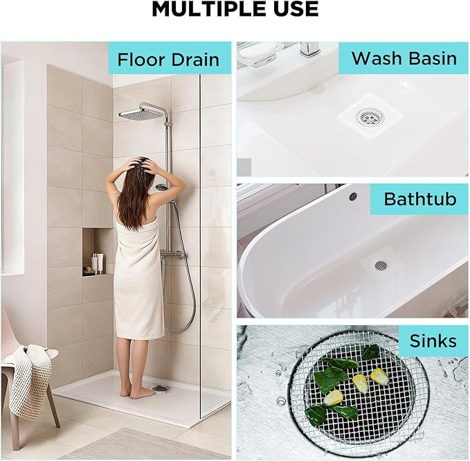 35 Pack Disposable Floor Drain Stickers, Hair Drain Stickers Disposable Shower Drain Hair Catcher Bathroom Accessories Bathtubs Mesh for Bathroom,Kitchen,Shower,Laundry (V-Round)