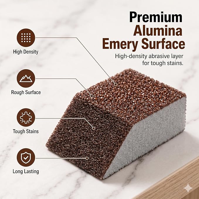 Cleaning Magic Erasers, Emery Cleaning Sponge for Stubborn Stains, Multi-Functional Eraser, Shower & Tub Scrubber Sponge for Kitchen, Bathroom, Sink, Floor & Home Cleaning,Multi-Sided mat(5PCS)