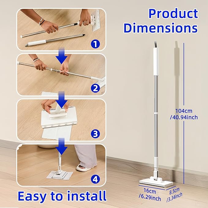 Cloth Changing Mini Mop with a Mini Foldable Desktop Mop, Flat Dust Mop for Dry Wet Disposable Pads,Kitchen Cabinet Counter Wall Spills and Oily Stains Cleaning (Lazy Mops Set)