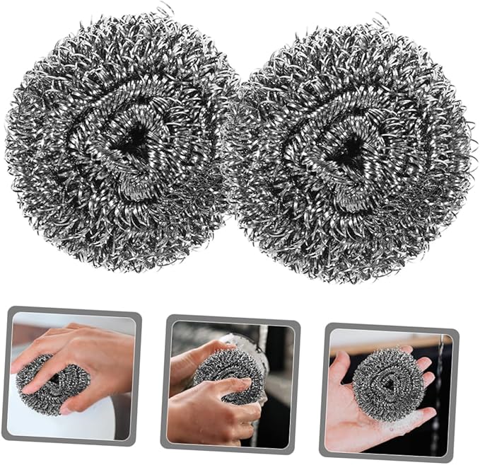 KICHOUSE 12 Pcs Kitchen Steel Scrubbers Durable Metal Cleaning Balls for Dishes Pots and Pans Exceptional Performance for Tough Grease and Grime Removal