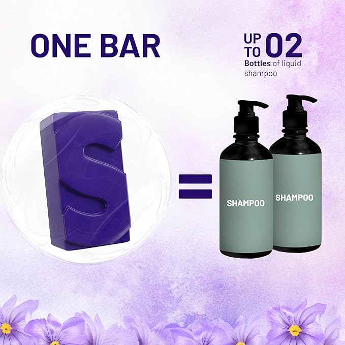 Herbishh Shampoo Bar for Hair Growth – Strengthening & Nourishing, Solid Soap for Thinning Hair, Paraben-Free & Sulfate-Free, 3.53 oz (Purple Shampoo, Pack of 1)