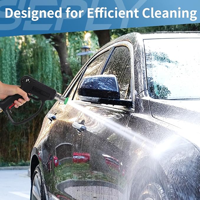 SEPLY Pressure Washer Short Gun, 5000 PSI/10.5 GPM High Power Washer Spray Gun with 3/8'' Swivel Quick and M22-14mm Connect for Foam Cannon Car Wash