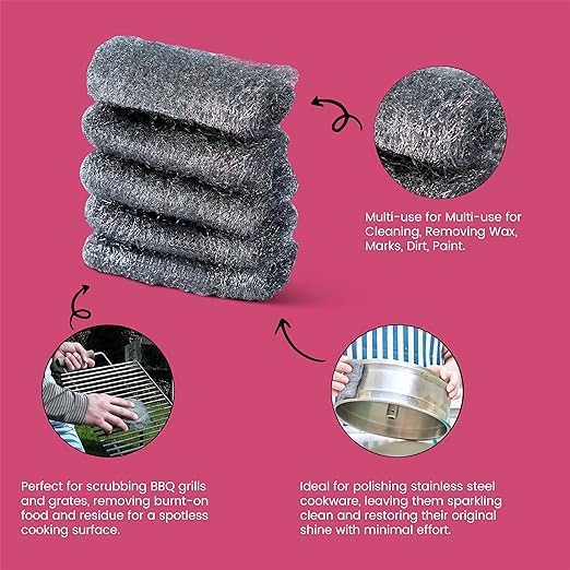 Steel Wool Grade # 1 - Medium Grade - 16 Pads Multi-use for Cleaning, Preparing, Multi-Purpose (#1-16 Pads)