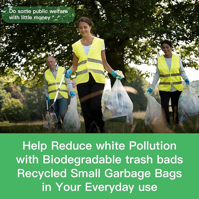 Compostable 5 Gallon Trash Bag - Inwaysin Biodegradable Small Garbage Bags Unscented Thickened & Strong Waste Basket Liners for Bathroom Kitchen and Office (5 Rolls, 200 Count)