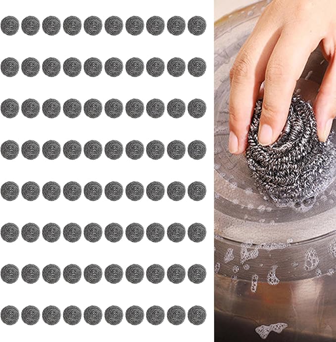 80 Pcs Stainless Steel Scrubber, 2.36 inch, Flexible Stainless Steel Cleaning Ball Multipurpose Utensil Scrubber Portable Dish Scrubbers Reusable for Kitchen Pot Pan, Dishes, Grills, and Cookware