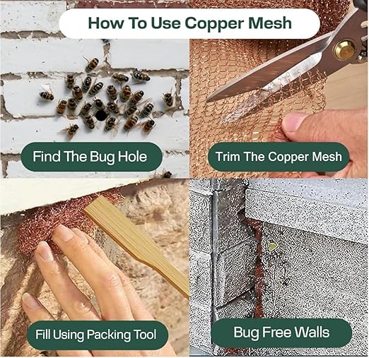 3rd Gen Copper Mesh Rodent Control Kit 5" x 35ft, 100% Premium Copper Wool for Sealing Holes & Water Gaps, Blocks Slugs, Snails, Mice & Pests – with Scissors, Gloves & Packing Tool
