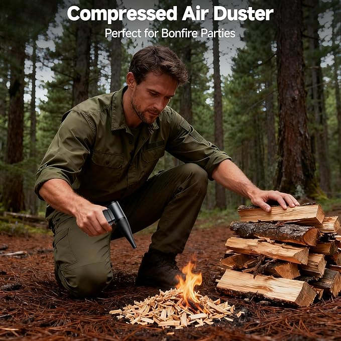Multipurpose Electric Air Duster, Powerful Palm Size, Cordless Air Blower, Clean Hard-to-Reach Areas of Any Surface, 110,000 RPM Mini Blower, Fast Charging, Durable, 6 Speed, No Canned Air Needed