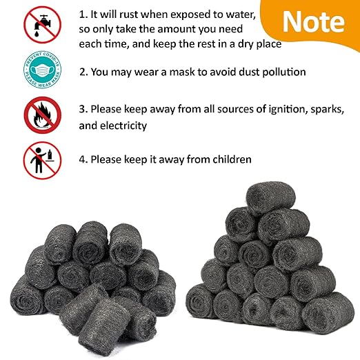 MAQIHAN Steel Wool Pads 0000 Fine - 30PCS Precutting 0000 Steel Wool for Glass, Wood, Metal Polishing, Water Stains Cleaning, Mice Control, Hole & Gap Filler
