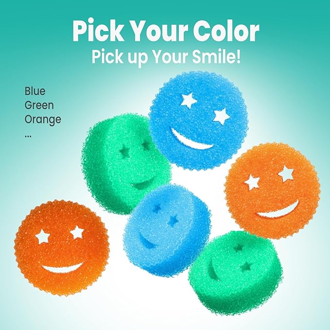 Scrub Sponge Dish Scrubber, Non Scratch Multipurpose Sponges, Temperature Controlled Dual Sided Cleaning Pads, Durable BPA Free and Odor Resistant Polymer Foam, Safe for Kitchen, Bathroom