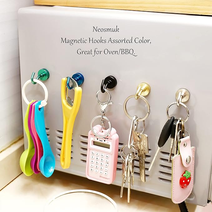 Neosmuk Magnetic Hooks, Heavy Duty 30lb+ Strong Magnet Hook for Cruise Cabins, Cruise Ship Essentials for Hanging, Metal Wall Refrigerator Hangers (RoyalBlue, 12 Pack)