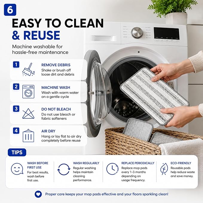 Blueark Replacement Mop Pads, Compatible with Swiffer PowerMop Multi-Surface Mop, Size:15''*4.53'', Grey, Pack of 10