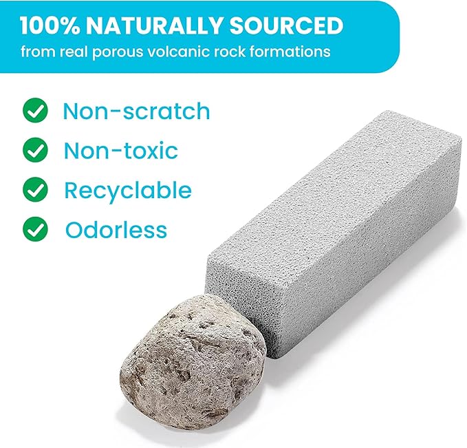 Simple Life Pumice Stone Toilet Bowl Cleaner | Long Handle & Eco-friendly Screw-on Pumice Stones | Scouring Stick for Toilet Cleaning, Stain Removal on Toilets, Grills, Tiles, Grout & Pools | 6 Pack