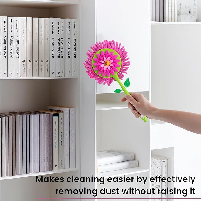 Vigar by Addis Flower Power Microfibre Duster, Green/Pink