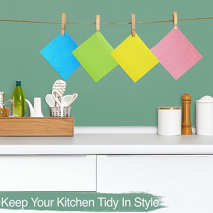 Swedish Dishcloths for Kitchen,10 Pack Reusable Cellulose Sponge Cloths β Ultra Absorbent, Eco-Friendly Cleaning Towels β No Odor, Assorted Dishcloths for Washing Dishes & General Cleaning.
