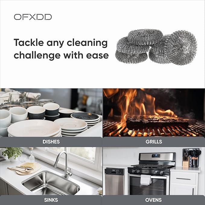 Metal Sponge Scrubbers - Pack of 3 - Dishes Cleaning Metal Scrub for Kitchen - Scrubbing Scouring Pad