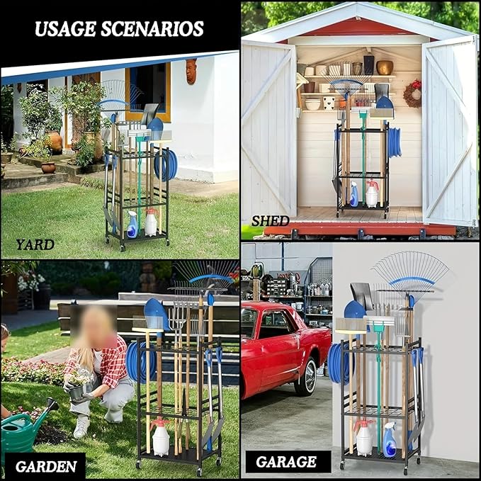 Garden Tool Organizer for Garage,Broom Holder,Freestanding Organizers and Storage UP to 35 Tools