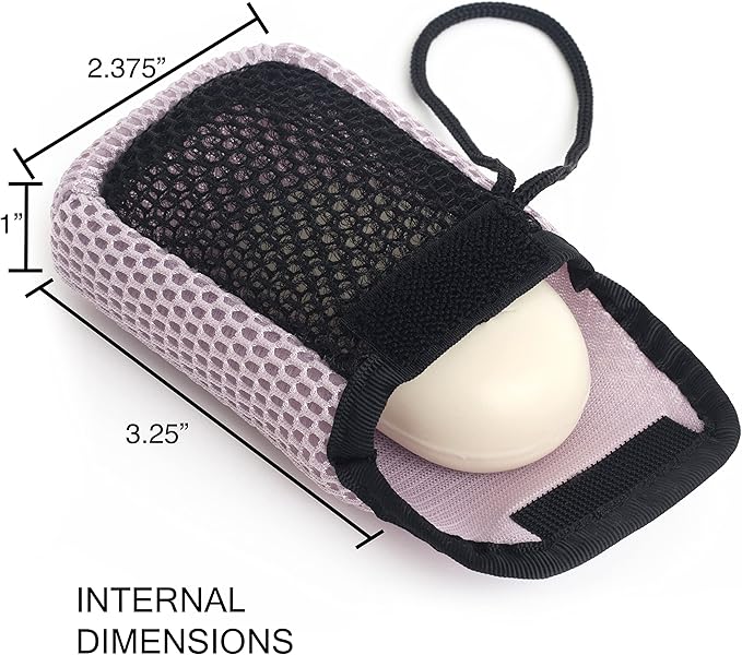 MainBasics Exfoliating Bar Soap Pouch Dual-Sided Body Scrubber - Fits Standard Size Soap Bars, Pink