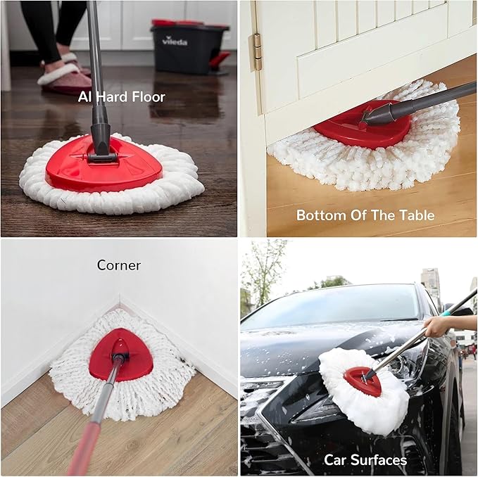 Spin Mop Replacement Head,Thick Microfiber Refills for O-Cedar Spin Mop,4-Pack Washable & Reusable for Hardwood/Tile Floors, Exact Fit for 1-Tank System (White)