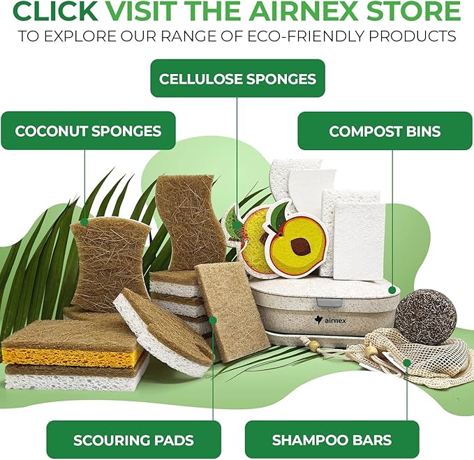 AIRNEX Small Compost Bags 1.6 Gal - 50 Compostable Kitchen Trash Bags for Countertop Bin - Cornstarch Leakproof & Tear-Resistant - OK Compost Home & Seedling Certified 0.18 mm Kitchen Garbage Bags