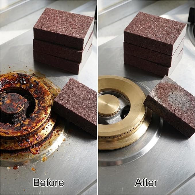 6Pcs Kitchen Magic Rust Eraser Sponge Pot Bottom Cleaner for Pans Emery Sponges Caspian Stone Pot Clean Brush Sponges for Washing Sink Grill Bathroom Kitchen Cleaner Tool