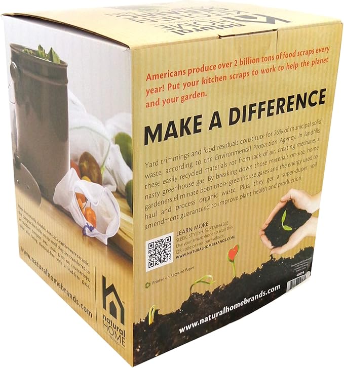 Natural Home 40629 Ceramic Compost Bin, Charcoal