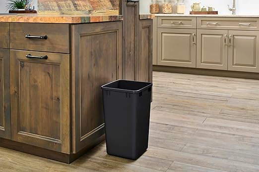 Rev-A-Shelf 27 qt Polymer Replacement Waste Container for Rev-A-Shelf Pullouts, Kitchen Cabinet Trash Can Recycle Bin, RV-1024-18-2, Black (2-Pack)