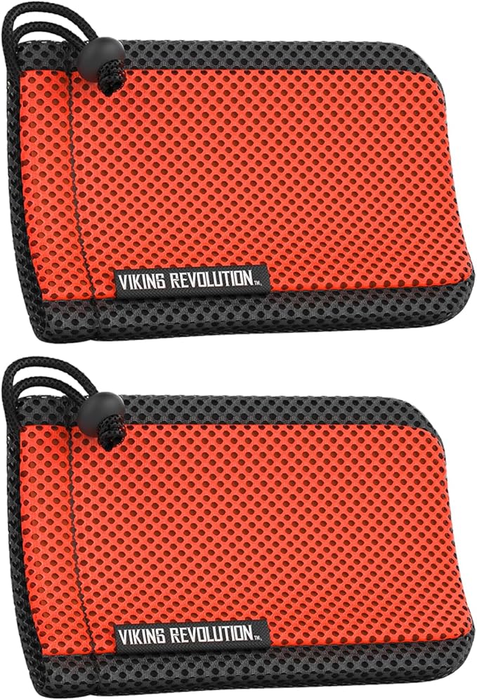 Viking Revolution Soap Bag with Drawstring 2 Pack - Mesh Soap Savers for Bars - Red Mesh Exfoliating Body Scrubber - Creates Rich Lather, Hang to Dry, Ready for The Next Scrub (5.9"x3.7", 2 Pieces)