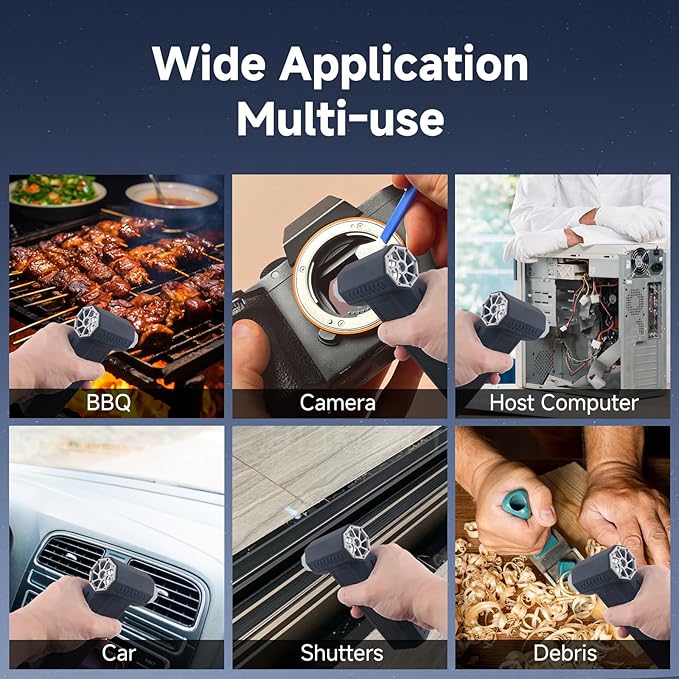 VOTTAN Compressed Air Duster Cordless 3-Speed Adjustable Rechargeable Mini Blower for Computer Keyboard, Car Cleaning, Home