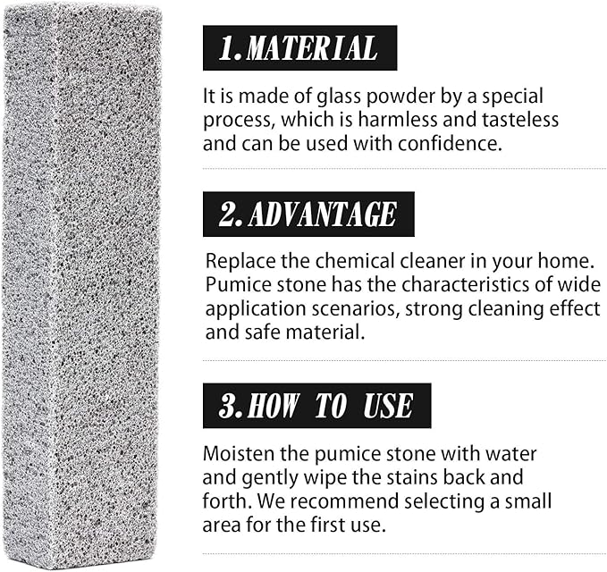 KEOKAY Pumice Stone for Toilet Cleaning, Powerfully Cleans Hard Water Rings and Stains, Suitable for Stains On Toilets, Bathtubs, Tiles, Swimming Pools and Stainless Steel Sinks 6 Packs