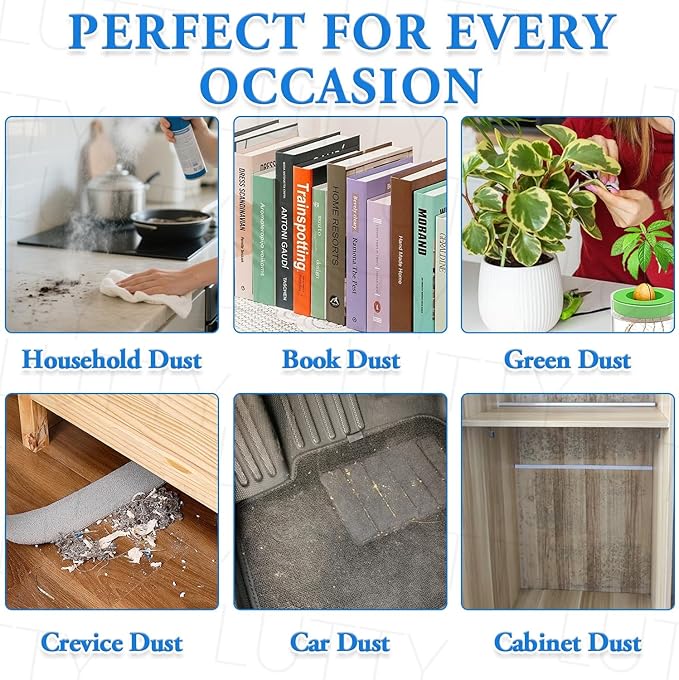 40 Count Dusters Refills – 360° Dusting Pads with Upgraded Thick Fibers, Disposable & No Washing Needed,Duster Heads for Blinds Ceiling Fans Furniture Multi-Surface Dusting