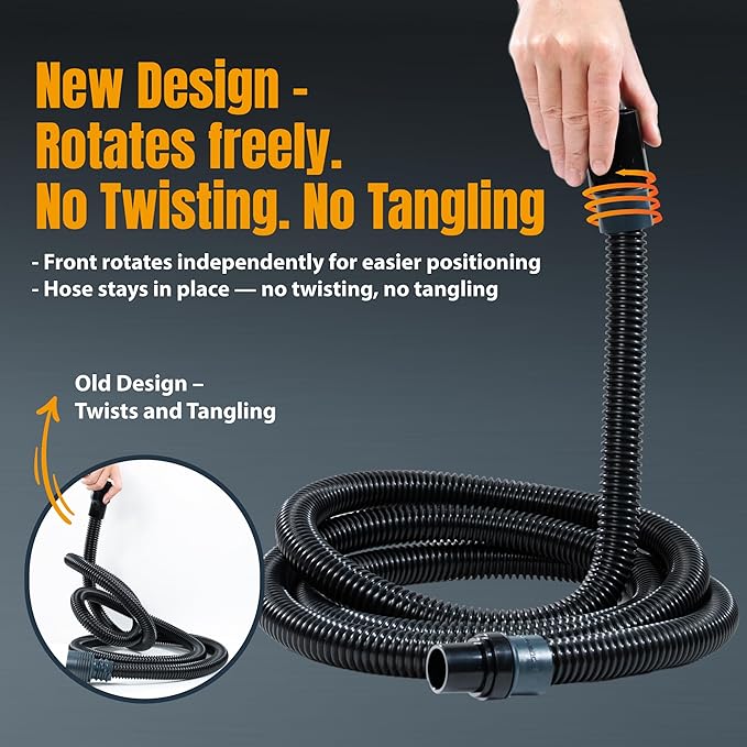 POWERTEC 70356 10 ft. Vacuum Hose Dust Collection Kit for Woodworking Power Tools, Wet/Dry Work Shop Vacuums, Miter Saw and Table Saw