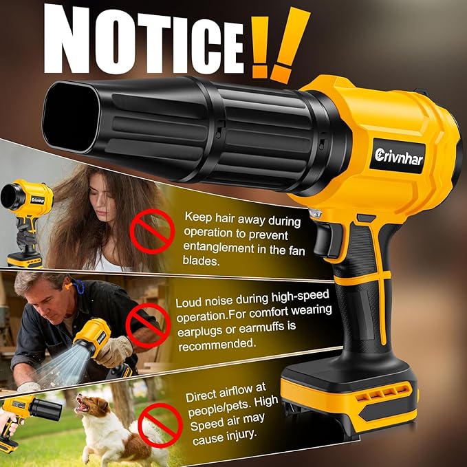 Cordless Leaf Blower Compatible for Dewalt 20V Battery - Brushed Motor(Tool Only), 30,000 RPM Variable Speed Mini Garden Blowers with LED + 2 Nozzles, for Leaves, Dust, Driveway, Patio, Lawn, Deck