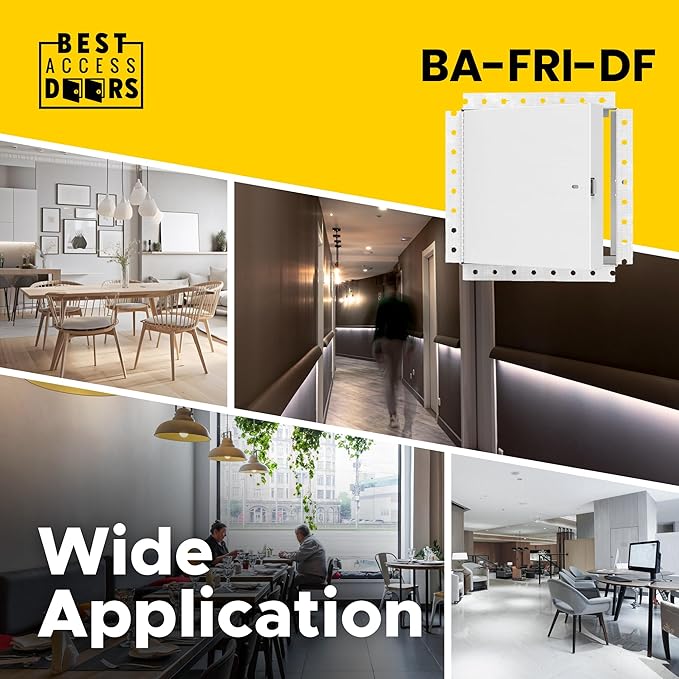 Best 12” x 12” Fire-Rated Insulated Metal Access Panel with Bead Flange, 16-Gauge Cold Rolled Steel, 2” Mineral Wool Insulated Access Door for Fire-Rated Walls/Ceilings, LEED, AMZ-BA-FRI-DF