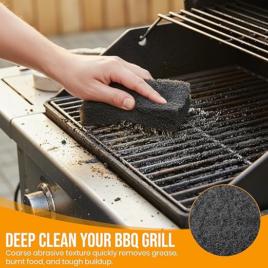 Harrier Hardware 6-Pack Heavy Duty Scouring Pads, 6x4 Inch Thick Black Scrub Pads for Pots Pans, Kitchen Cleaning, Stripping, Scrubbing Grills & More