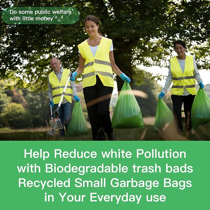 Compostable Trash Bags 2.6 Gallon - Unscented Biodegradable Small Garbage Bags Strong Thick 100 Count 10 Liter Bulk Recycling Waste Basket Liners for Kitchen, Yard, Lawn, Office